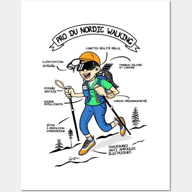 nordic walking humor Wall Art by iyhul monsta